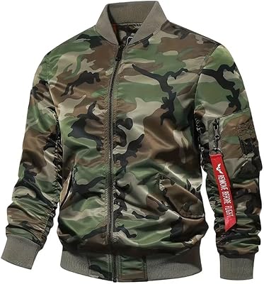 INVACHI Mens MA-1 Bomber Jacket Casual Camouflage Jacket Military Flight Jacket for Men