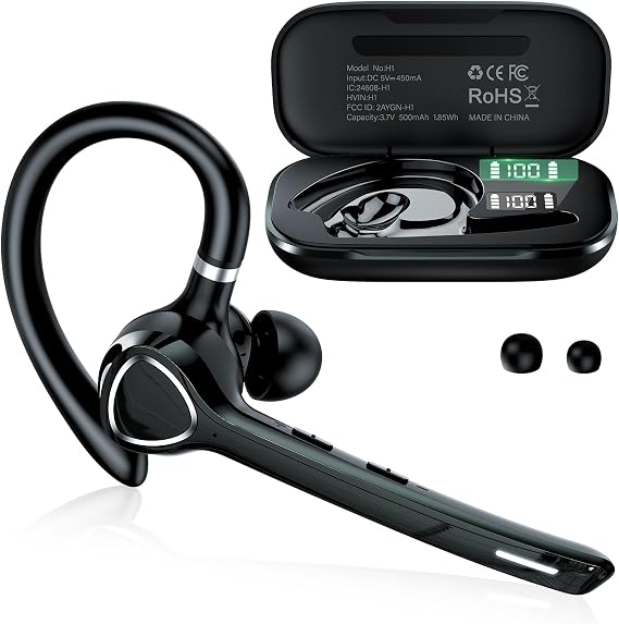 Bluetooth Headset, Single-Ear ENC Mic, Mute Button, 90H, Midnight Black