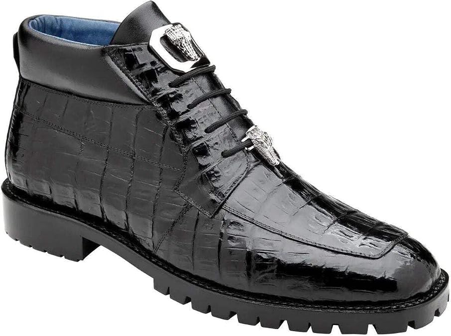 Belvedere Black Genuine Caiman Crocodile Gallardo Boot