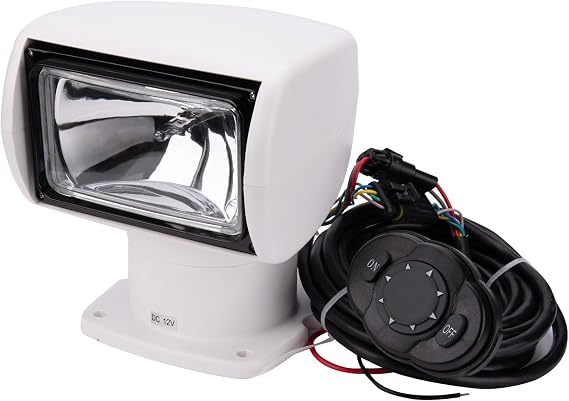 12V 100W 2500LM 360 Rotate Remote Control Marine Portable Halogen Search Light Boat Spotlight IP67