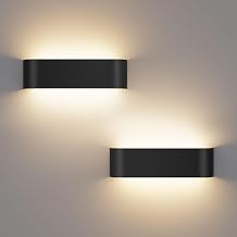 OOWOLF Indoor Led Wall Lights - 2 Pack 3000K/4500K/6000K Adjustable Color Temperature Wall Lights for Bedroom Living Room Kitchen Dining Room (Black, 2 Pack) [Energy Class F]