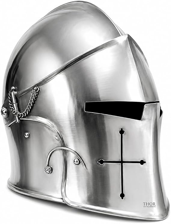 THOR INSTRUMENTS Templar Crusaders Halloween Costume Props Medieval Barbuta Visored Armour Helmet Rustic Vintage Home Decor Gifts