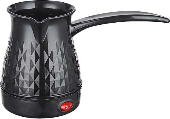 Electric Turkish Coffee Pot 0.5l - 600w Stainless Steel Coffee Maker With Anti-dry Burn, Even Heating, And Removable Handle For Home Brewing Black
