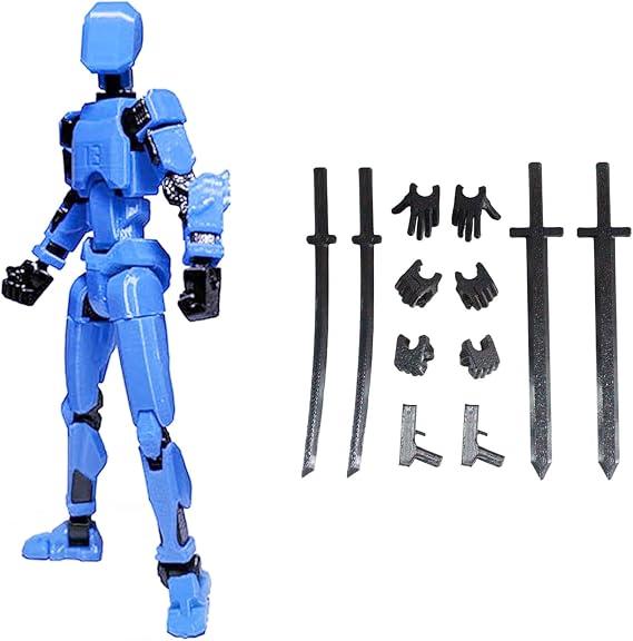 T13 Action Figure,Lucky 13 Action Figure,3D Printed Action Figure,Multi-Articular Action Figures,Dummy 13 Action Figure (Blue)