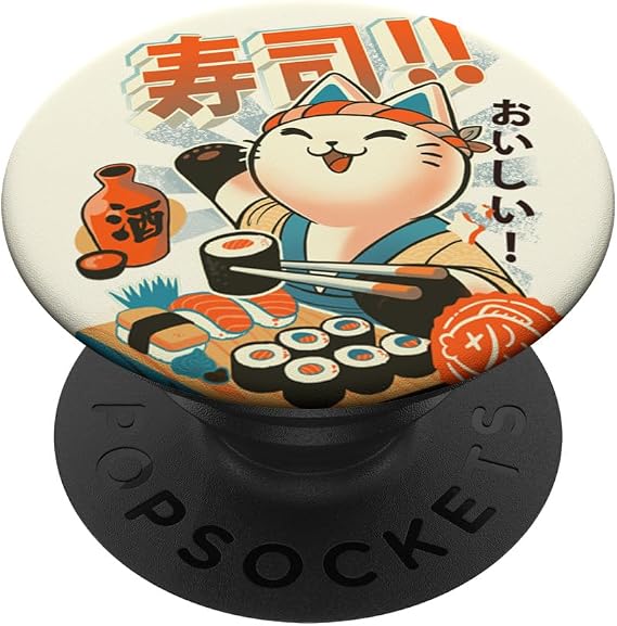 Funny Sushi Cat Chef PopSockets Standard PopGrip