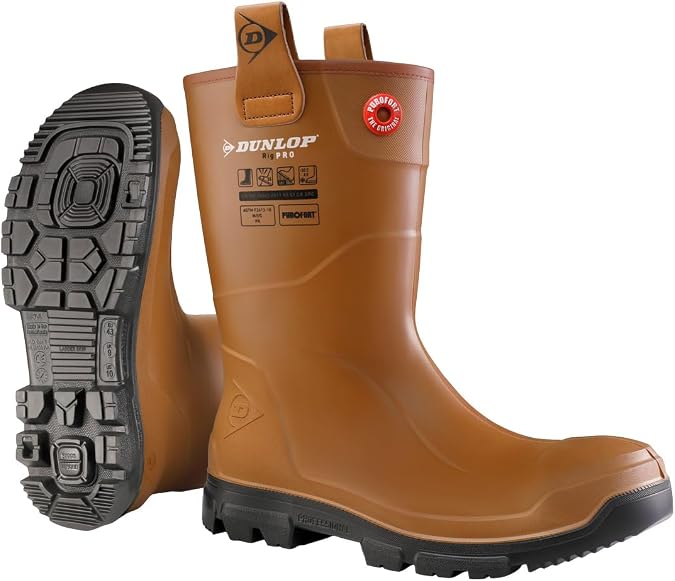 DUNLOP Purofort RigPRO Full Safety Boots with Fur Lining, Brown