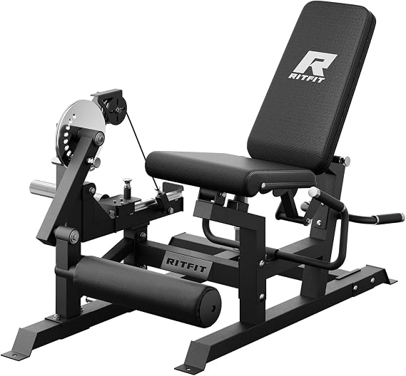 RITFIT Leg Extension Machine, Leg Curling Machine, Training Bench, Flat Bench, Lower Body Strengthening, Core Training, 12 + 4 Angle Adjustable, Total Load Capacity 60.6 lbs 320 kg, Home Gym, Home