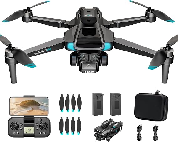 Drone with 4K HD Camera for Adults and Beginners,Drone with 40 Mins Long Flight Time,Foldable WIFI Mini RC Quadcopter with Brushless Motor,Dual Cameras,Gestures Selfie