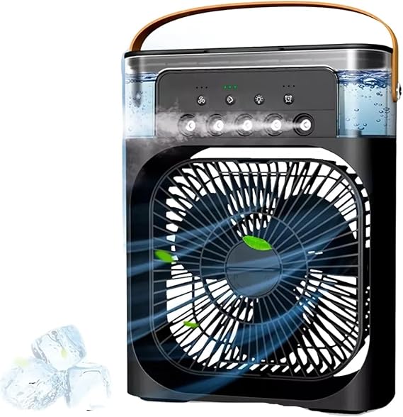 ROBEVE Steam Fan Desktop Fan Air Conditioner Steam Air Humidifier Fan 7 Colors Led Asorti Color with Frosted Air Humidifier Feature