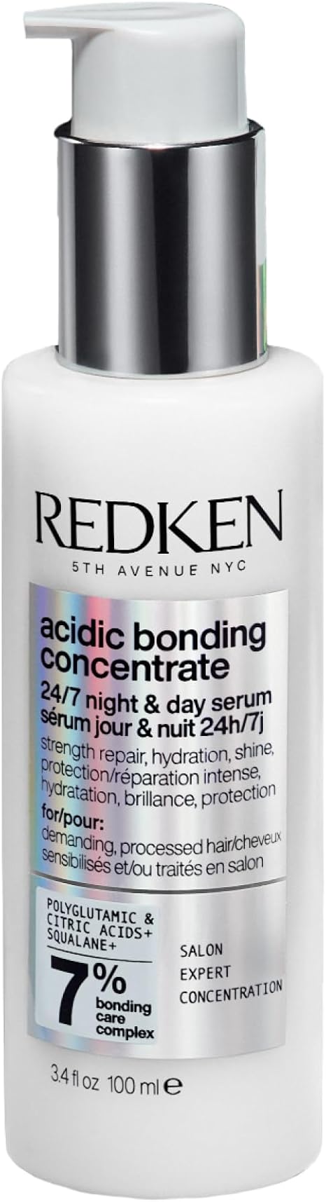 Redken Acidic Bonding Concentrate 24/7 Night and Day Hair Serum, Bond Repair for Damaged Hair