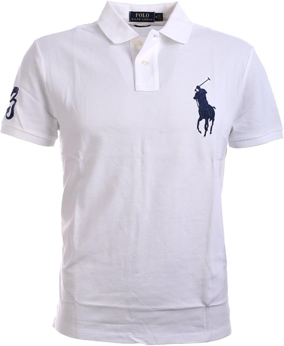 Polo RL Men's Big Pony Custom Slim Fit Mesh Polo Shirt-Light Blue