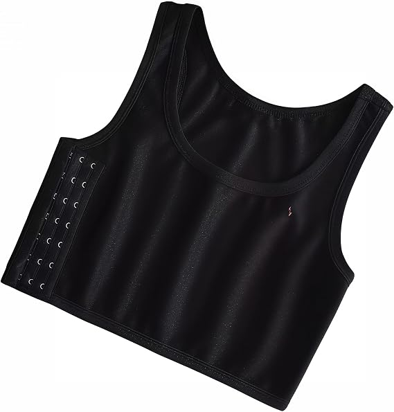 Chest Binder for Women, Compression Binding Bra for Large Chest, Adjustable Transgender Trans Binder Black