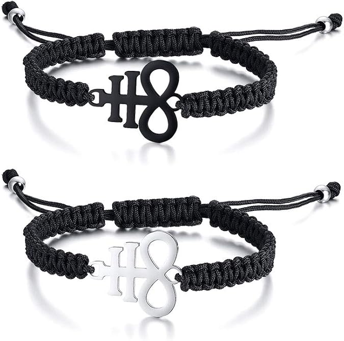 VNOX Handmade Adjustable Satanic Baphomet Leviathan Cross Braided Bangle Bracelet Rope Bracelet for Men Women