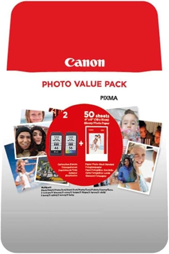 Canon PG-46/CL-56 Orijinal PHOTO VALUE PACK 9059B003, 300 Sayfa Baskı, Kırmızı