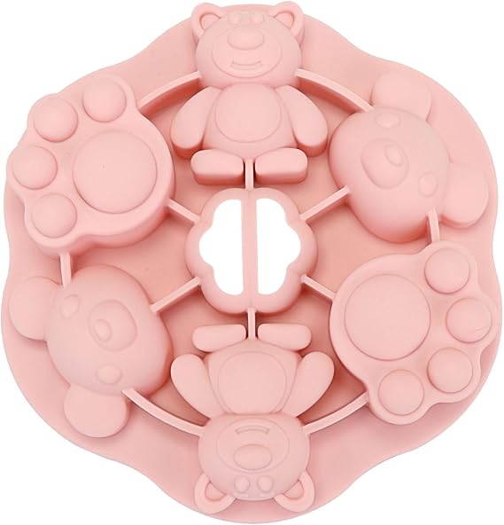 Silicone Cake Moulds Bear Ice Cream Silicone Mold With Cover Cake Mousse Jelly Ice Cube Mold Pink