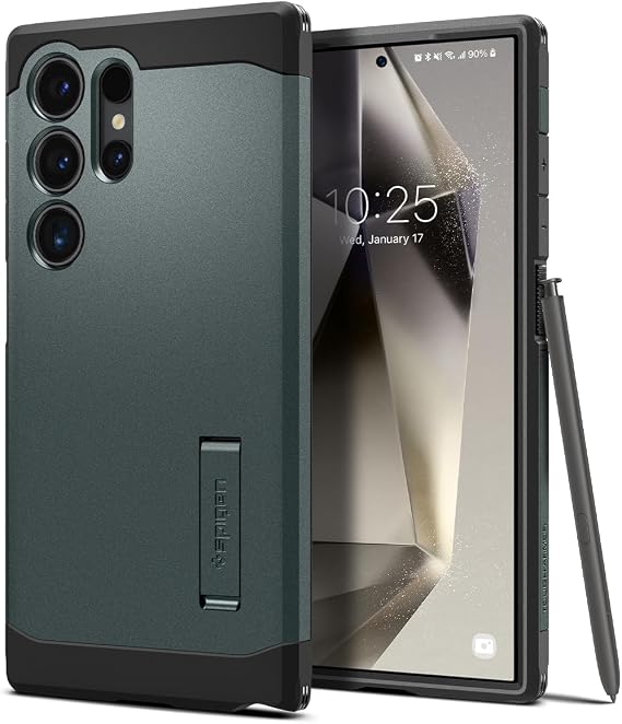 Spigen Tough Armor Designed for Galaxy S24 Ultra Case (2024) [Kickstand] [Military-Grade Protection] - Abyss Green