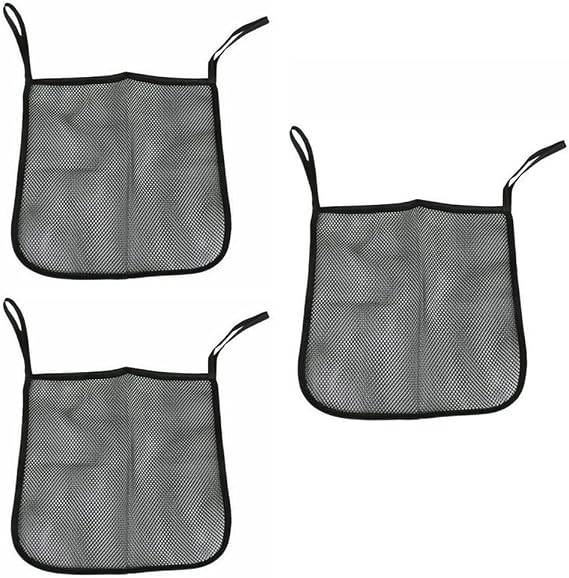 3 Pack Stroller Hanging Bag Handlebar Organizer Storage Pocket Net Mesh Bag for Wagon Carseat Compartment Carrying Diaper Snacks Cup Phone Holders Container