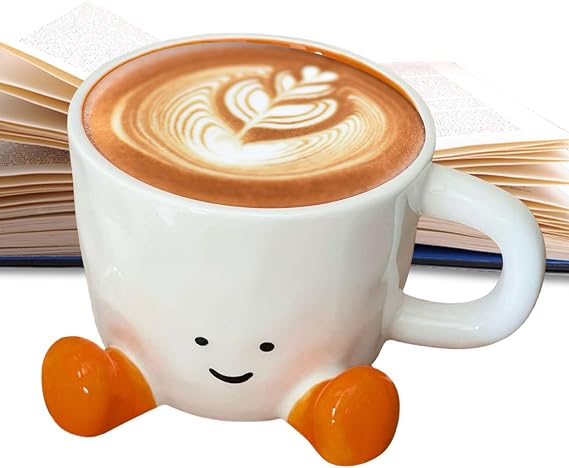 Novelty Tea Cup with Feet, Cute Ceramic Mug, Cute Aesthetic Water Cup, Decorative Kitchen Drinkware, for Latte Water Milk Hot Cocoa Cold Hot Drinks Beverages