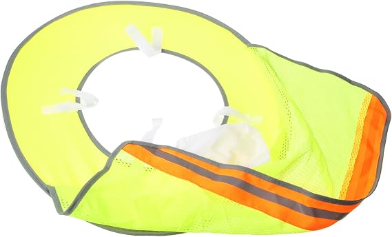 Hard Hat Sun Shade Visor with Full Brim Mesh Neck Shield, High Visibility Fluorescent Green Safety Helmet Accessory with Reflective Strips for Construction Workers