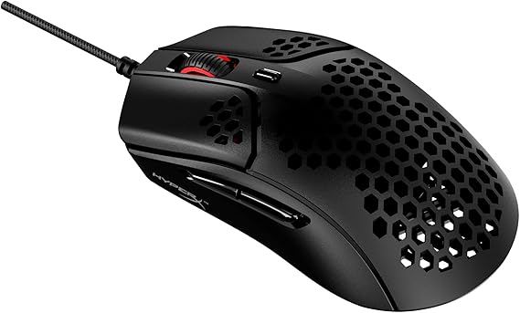 HyperX Pulsefire Haste Gaming Mouse, Ultra-Lightweight, 59g, Honeycomb Shell, Hex Design, RGB, HyperFlex USB Cable, Up to 16000 DPI, 6 Programmable Buttons,Black