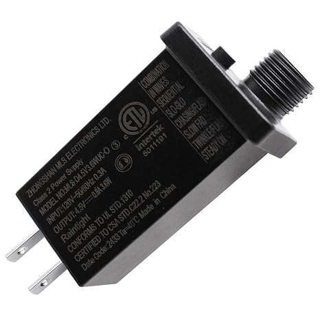 4.5V 3.6W LED Power Supply Low Voltage Transformer Class 2 Power Supply Waterproof IP44 Seasonal Use Driver US Plug 8 Modes Adapter for Halloween Christmas String Light, Projector Light, Lawn Lamp