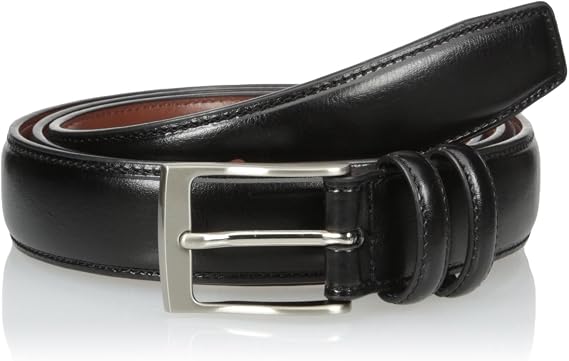 Perry Ellis Men's Hc Milled Leather Belt, Stitched, Two Loops, Antique Silver Buckle, 1.5 Width (Available in Big & Tall)