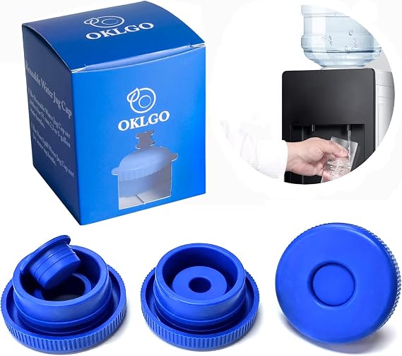 5 Gallon Water Jug Caps Reusable - Non-Spill 55mm Water Bottle Caps,Silicone Replacement Cap Lids Anti Splash 3 Pack