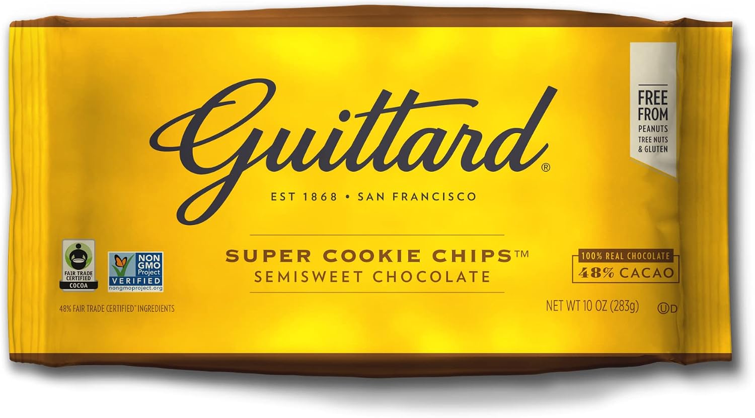 Guittard Super Cookie Baking Chips 48% Cacao, 283 g | 100% Real Chocolate | Peanut and Tree Nut Free | Fairtrade | Gluten Free | Beans | Certified Kosher | Bakestable