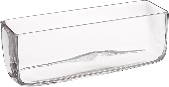 WGV Clear Long Rectangle Block Glass Vase, 4 by 12 by 4-Inch