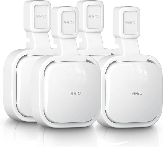 4Pack Wall Mount Holder for eero Pro 6e/Pro 6 Mesh Wi-Fi System,Outlet Wall Mount Stand Bracket for eero Pro 6e tri-Band Mesh,Wall Bracket for eero Pro 6 Extender Router Wire Organizer