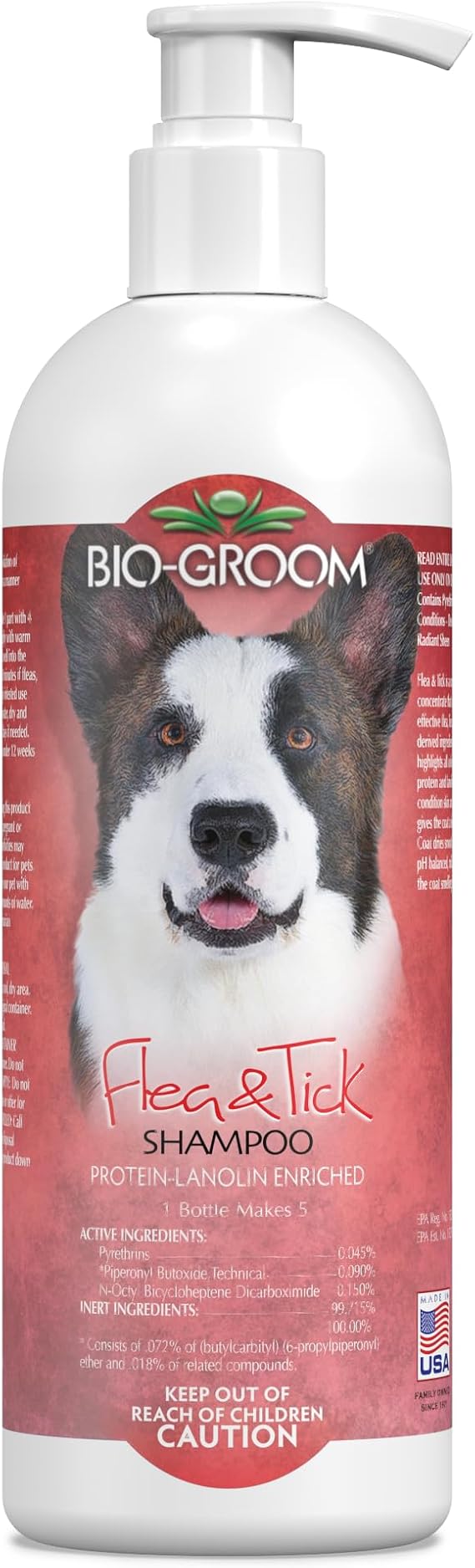 Bio-Groom Flea & Tick Dog, Protein-Lanolin Shampoo, 32 fl oz, 1-Pack | Shampoo, Flea and Tick Prevention for Dogs, Cat Treatment, Cruelty-Free, Made in USA, Natural Repellent