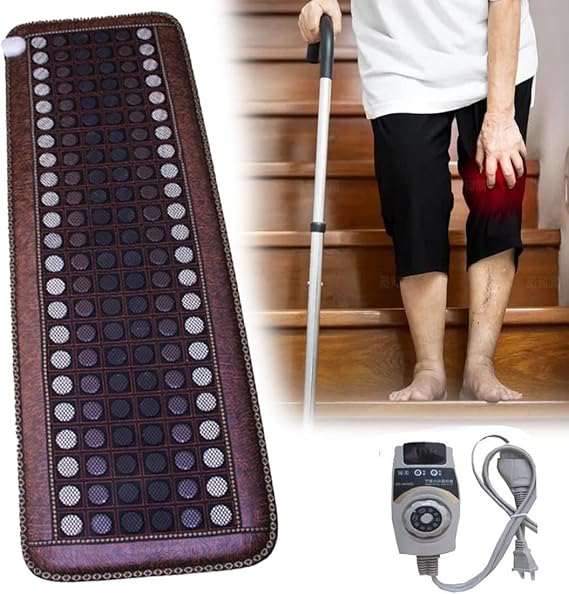 Automatic Thermostat Far Infrared Jade Amethyst Heat Stone Mat for Full Body, Far Infrared Heating Pad, Tourmaline Heating Pads, Infrared Heat Therapy, Adjustable Temperature,60x150cm