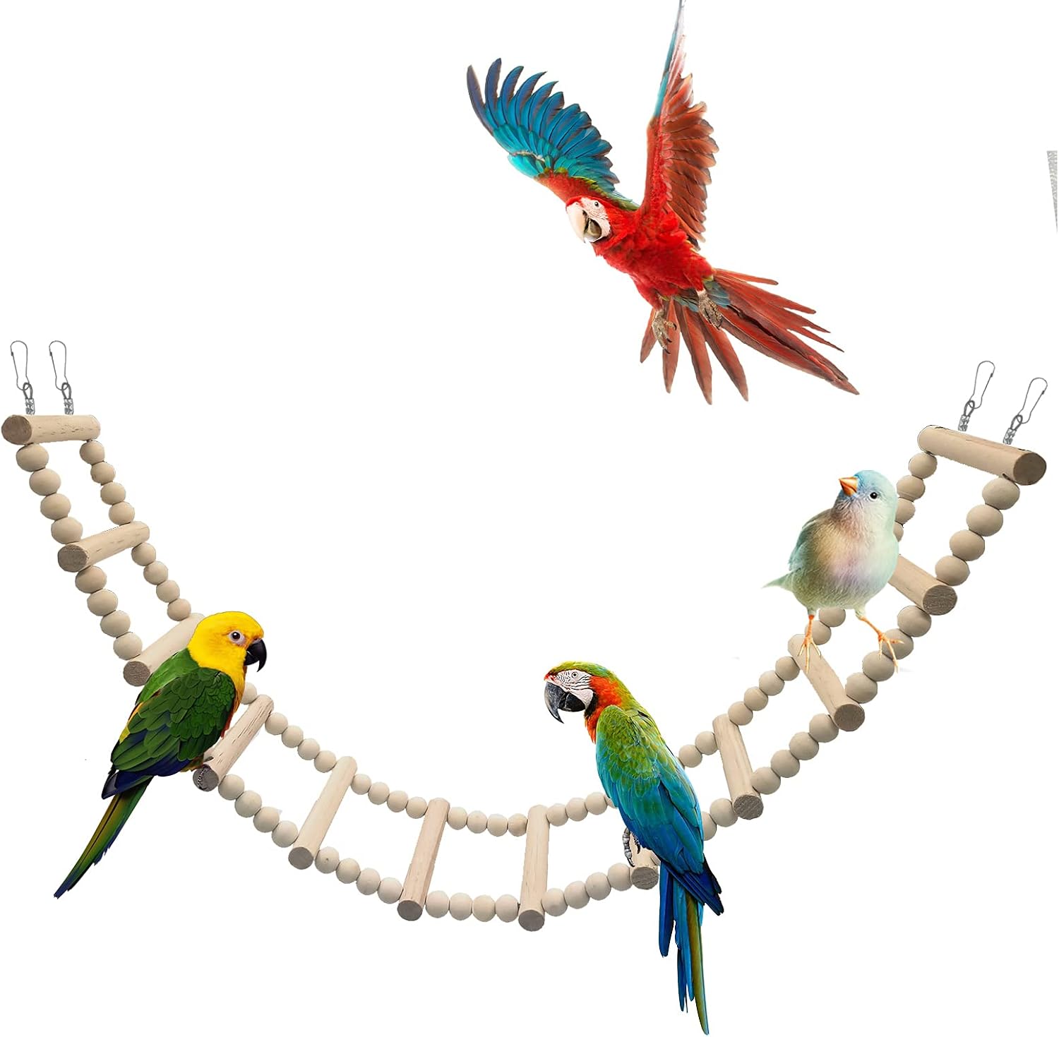 Bird Ladder Toys, Wooden Parrot Swing Bridge Toy, Parakeet Perch Stand, Small Animals Climbing Toys, Cage Accessories for Hamster Squirrel Sugar Gliders Lovebirds Cockatiels Conures Parakeets Rats