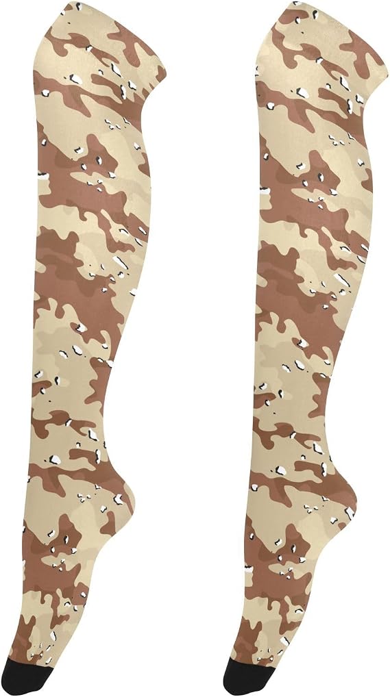 Desert Storm Camouflage Thigh High Socks Knee High Socks Leg Warmers Long Stockings for Women