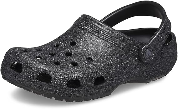 Crocs Unisex Adult Classic Sparkly Clog, Metallic and Glitter Shoes, Black Glitter, 9 Men/11 Women