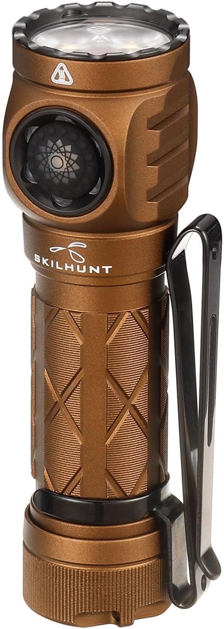 SKILHUNT EC150 USB-C Rechargeable Pocket Flashlight Compact Mini LED Torch for Everyday Use, Waterproof and Durable EDC Light (Cool White SFT25R, Coyote Brown)
