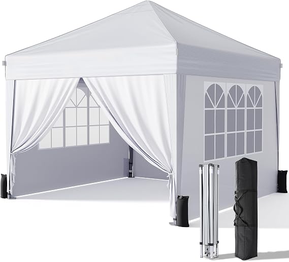Driftalia 10x10 Pop Up Canopy Tent with Sidewalls, One-Push Instant Setup