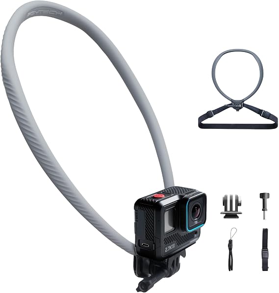 PGYTECH Quick Release Neck Mount, Large Adjustable Chest Strap, DJI Osmo 360/Action 6/5/Pocket 4/3/Xtra Muse/Luna Ultra/Gopro/Insta360, Hands-Free POV Action Camera Holder for Vlogging/Sports/Travel