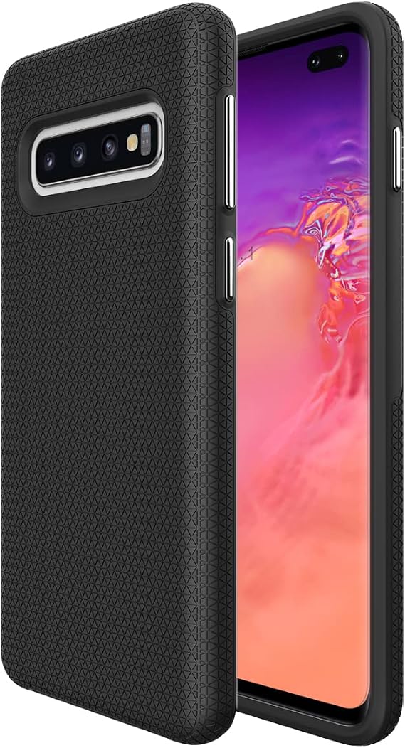 KIOMY Case for Samsung Galaxy S10+ / S10 Plus, Shockproof Bumper Protective Cover Hybrid Design Hard PC Back with Flexible TPU Inner 2 in 1 Dual Layers Design (Matte Black)