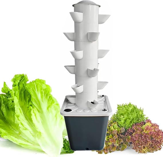 2025 Smart Vertical Hydroponic Tower Garden Growing System, 6 Tiers 18 Pods Lettuce Vegetables Aeroponic Tower Garden Planter for Balcony, Apartment, Courtyard