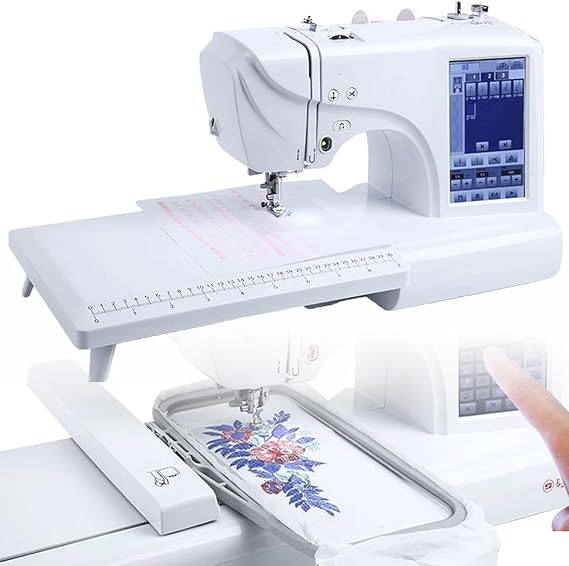 Automatic Sewing Machine Electric Embroidery Machine 158 Built-in Designs with 4" x 9.2" Embroidery Area and LCD Touch Screen, 210 Built-in Letters and 30 Pattern Borders, Sewing Made Easy