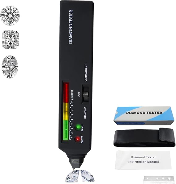 Professional Diamond Tester Pen with UV Light High Accuracy Gemstone Selector for Jewelers, Novice, and Experts Portable Electronic Jewelry Detective Tool