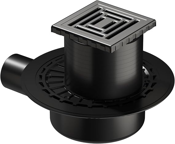 VitrA V-Flow Kare 5607314 Yalıtımlı Duş Kanalı, Yandan Çıkışlı, 10x10 cm, DK 800 Kapak, Mat Krom [Enerji Sınıfı A]