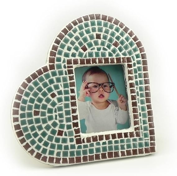 Mosaic Frame Kit Heart Brown Green