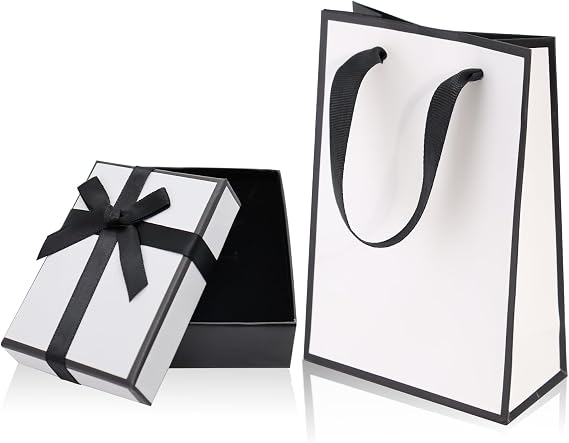 Small Gift Box and Gift Bag, 9x7x3cm Jewellery Gift Box and Paper Bag Bracelet Earring Ring Necklace Gifts Box with Lid for Presents