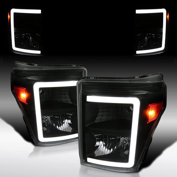 Autozensation Headlights For 2011-2016 Ford F250-F550 Super Duty Black