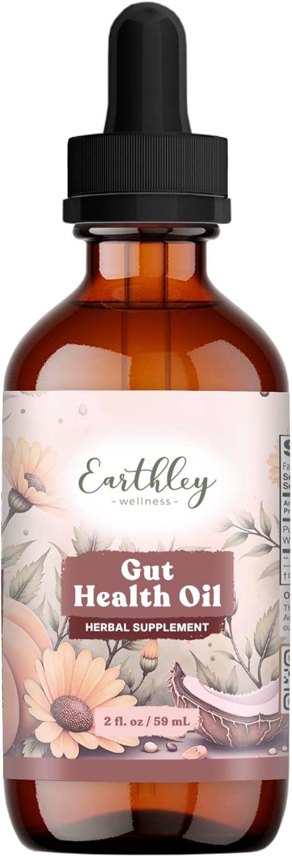 Earthley Wellness Gut Health Oil, Natural Digestive & Immune Support, Anti-Inflammatory Support, Herbal Blend with Cloves & Calendula (2oz)