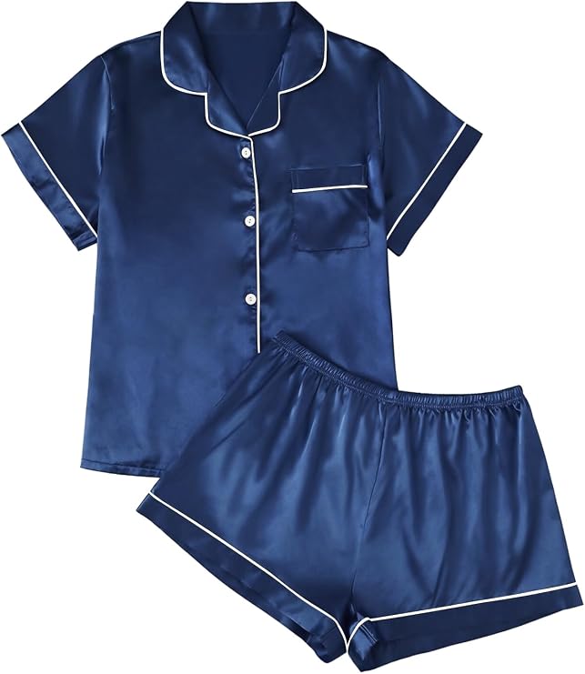 LILLUSORY Silk Satin Pajama Set for Women Summer Two Piece Fall Lounge Pjs