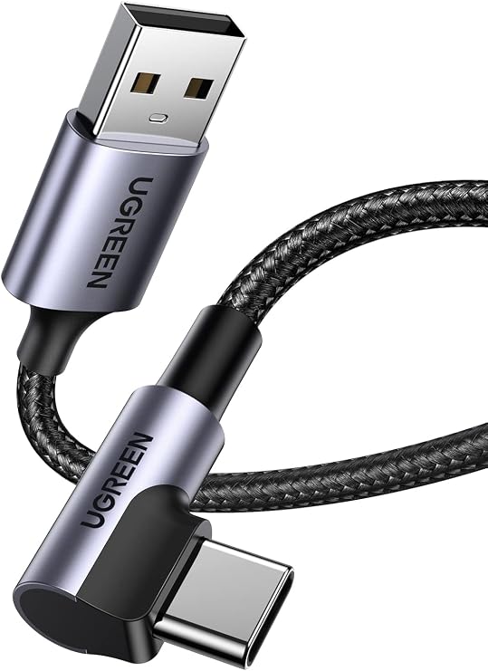 UGREEN USB A to USB C Cable 90 Degree 3A Right Angle Charging Cable, 0.5M