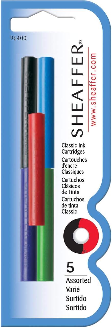 Sheaffer Skrip Fountain Pen Classic Ink Cartridge - Pack of 5, Assorted Colors
